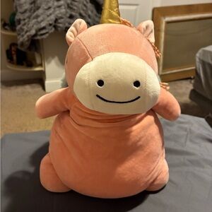 Large Unicorn Plush Stuffed Animal 16” Peach Gold Horn Soft Wings